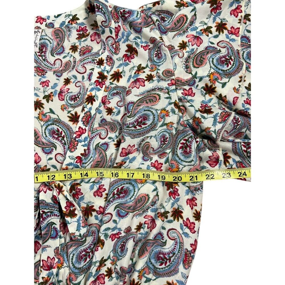 FREE PEOPLE women size Large Call Me Later Bodysuit Top Paisley Printed v-neck - Picture 11 of 11